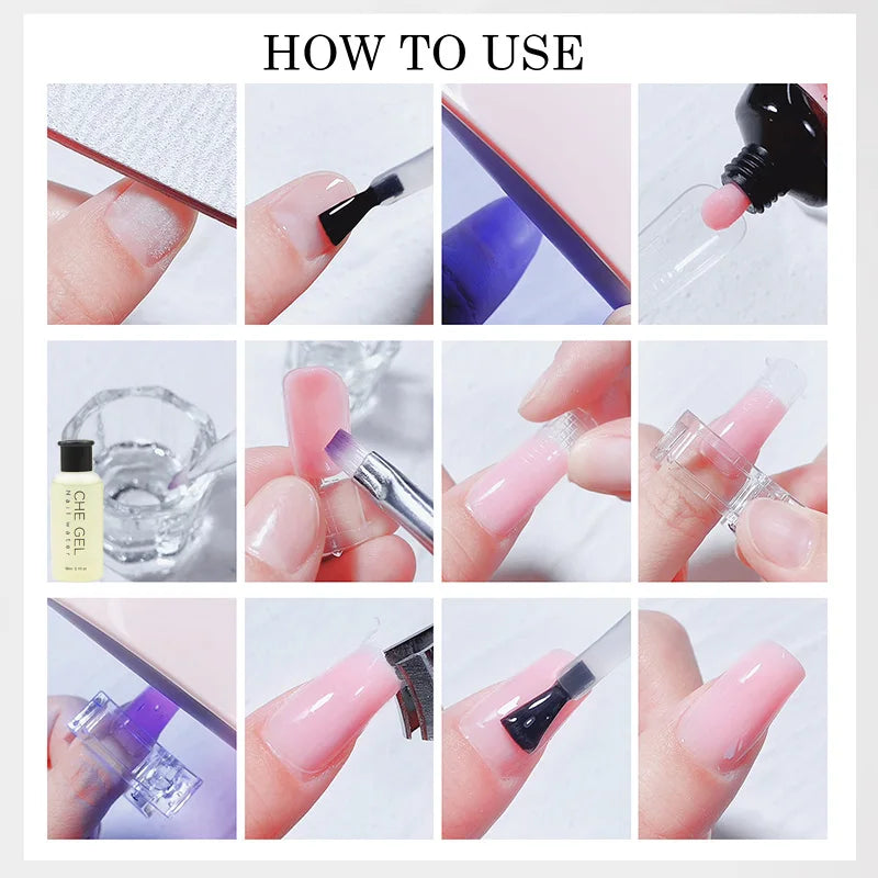 Poly Nail Extension Gel Kit Starter – 3 Colors with 6W Nail Lamp