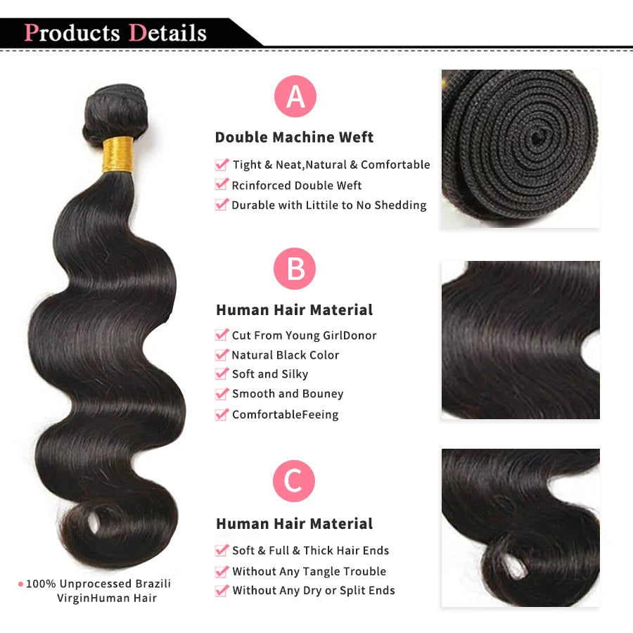 Body Wave Bundles – 100% Brazilian Human Hair