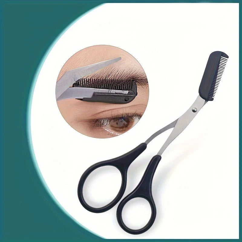 3-Piece Stainless Steel Eyebrow Grooming Kit – Tweezer, Comb & Scissors