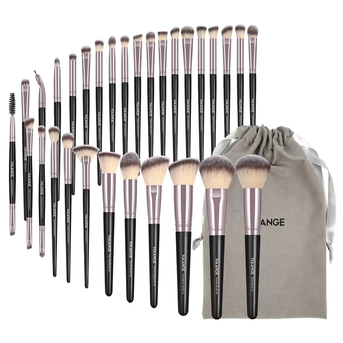 30PCS Professional Makeup Brush Set – Complete Kit with Travel Bag