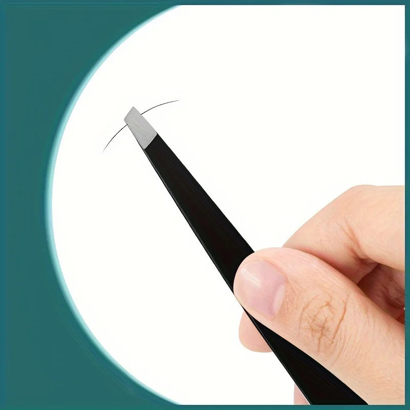 3-Piece Stainless Steel Eyebrow Grooming Kit – Tweezer, Comb & Scissors