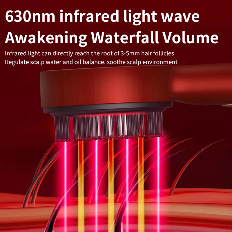Electric Vibration Massage Comb – Red Light Therapy Hair Growth & Scalp Care