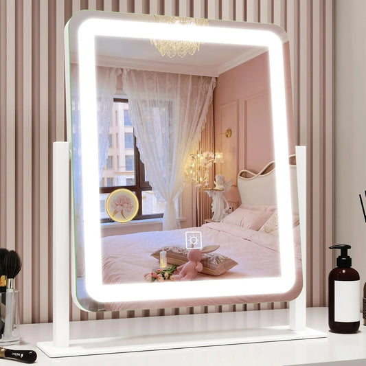 12.6" x 15" LED Makeup Mirror – Adjustable Light with 3 Modes