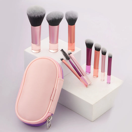 10PCS Mini Makeup Brush Set – Multifunctional Brushes with Travel Bag