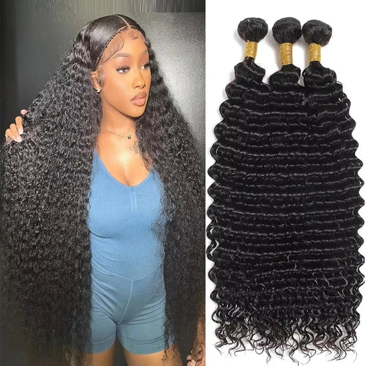 Rosabeauty Curly Human Hair Bundles – Deep Wave Brazilian Extensions