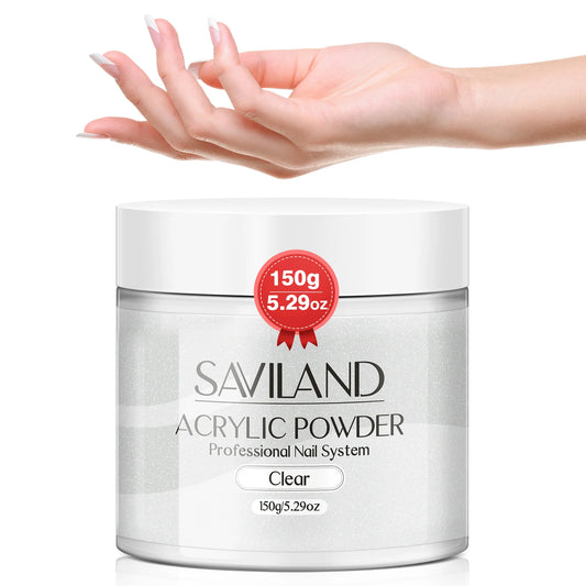 SAVILAND Clear Acrylic Powder – 150g Large Capacity for Nail Art