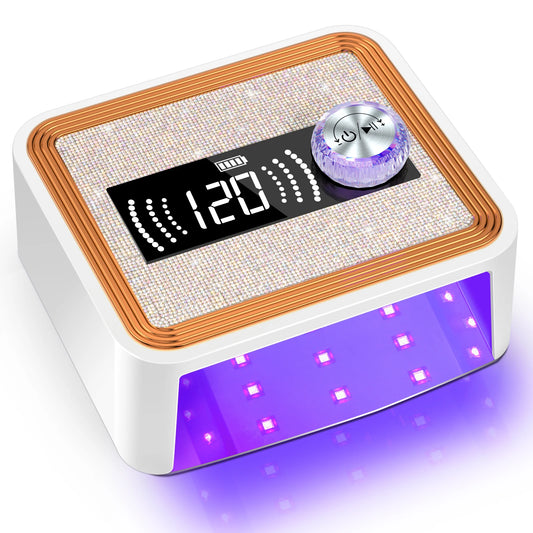 268W Cordless UV Nail Lamp – Rechargeable Gel Nail Light with Rhinestone Design