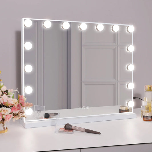 FENCHILIN Hollywood Vanity Mirror – 15 Dimmable LED Bulbs for Perfect Makeup