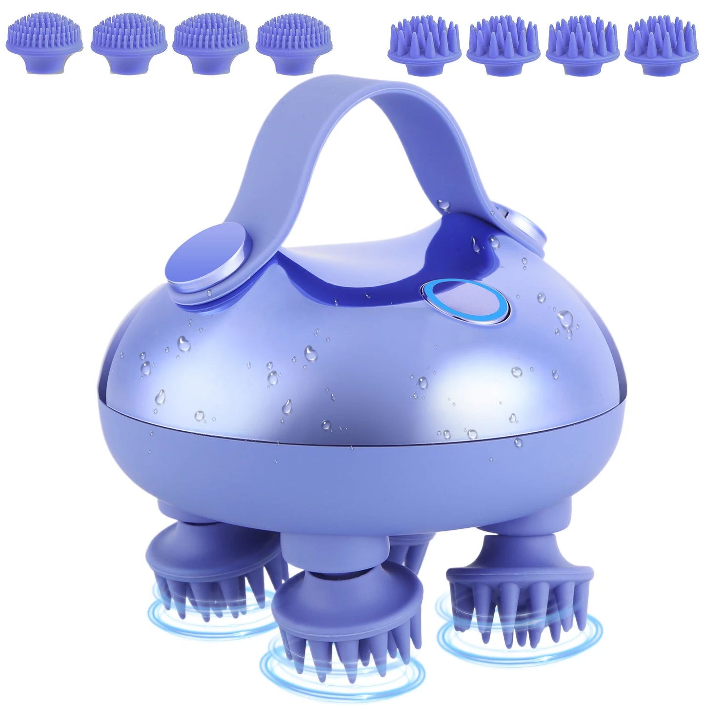 Handheld Hair Massager – 8 Silicone Massage Heads for Scalp & Hair Growth