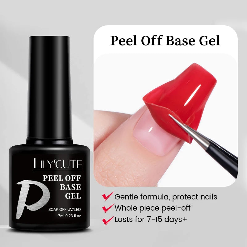 LILYCUTE 7ml Peel Off Base Gel – Clear Semi-Permanent UV Gel