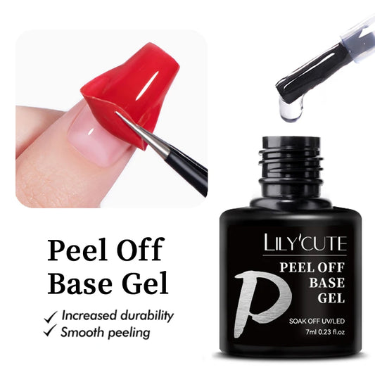LILYCUTE 7ml Peel Off Base Gel – Clear Semi-Permanent UV Gel