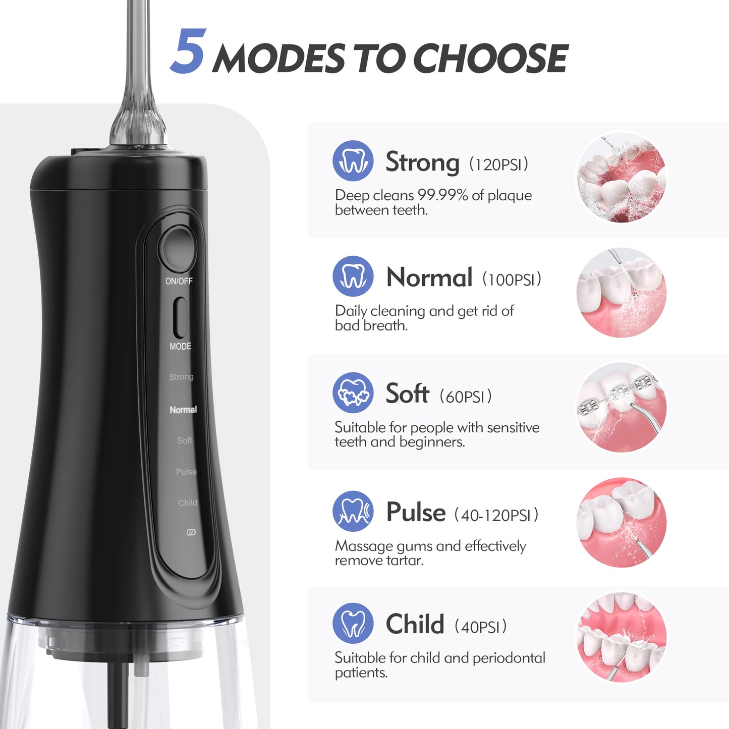 350ml Portable Oral Irrigator – Rechargeable Dental Water Flosser