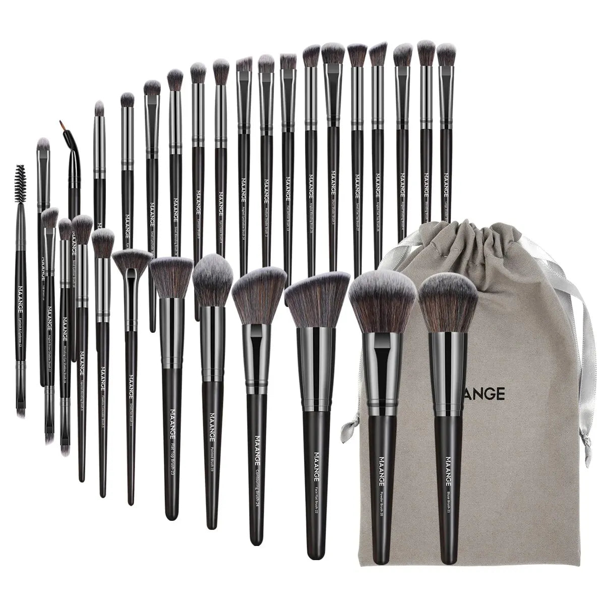 30PCS Professional Makeup Brush Set – Complete Kit with Travel Bag