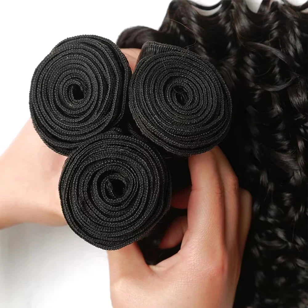 Rosabeauty Curly Human Hair Bundles – Deep Wave Brazilian Extensions