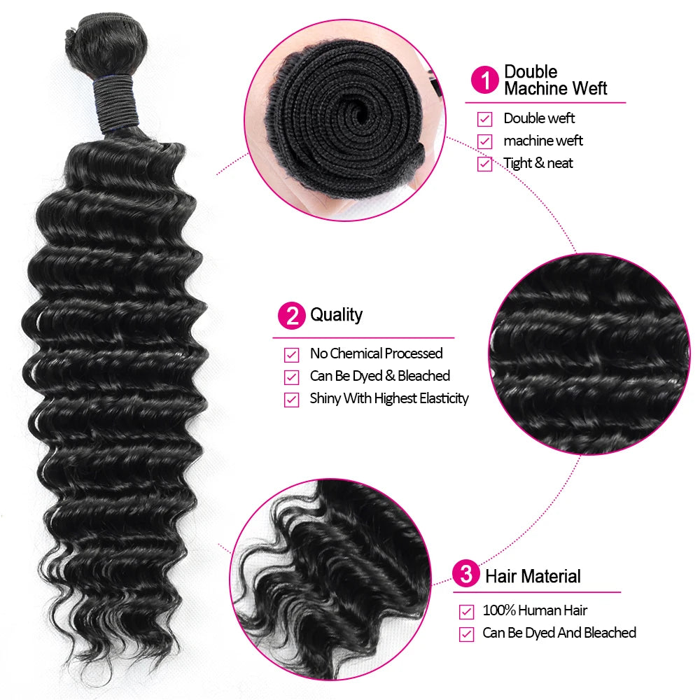 Deep Wave Bundles – 100% Remy Human Hair (3 PCS)