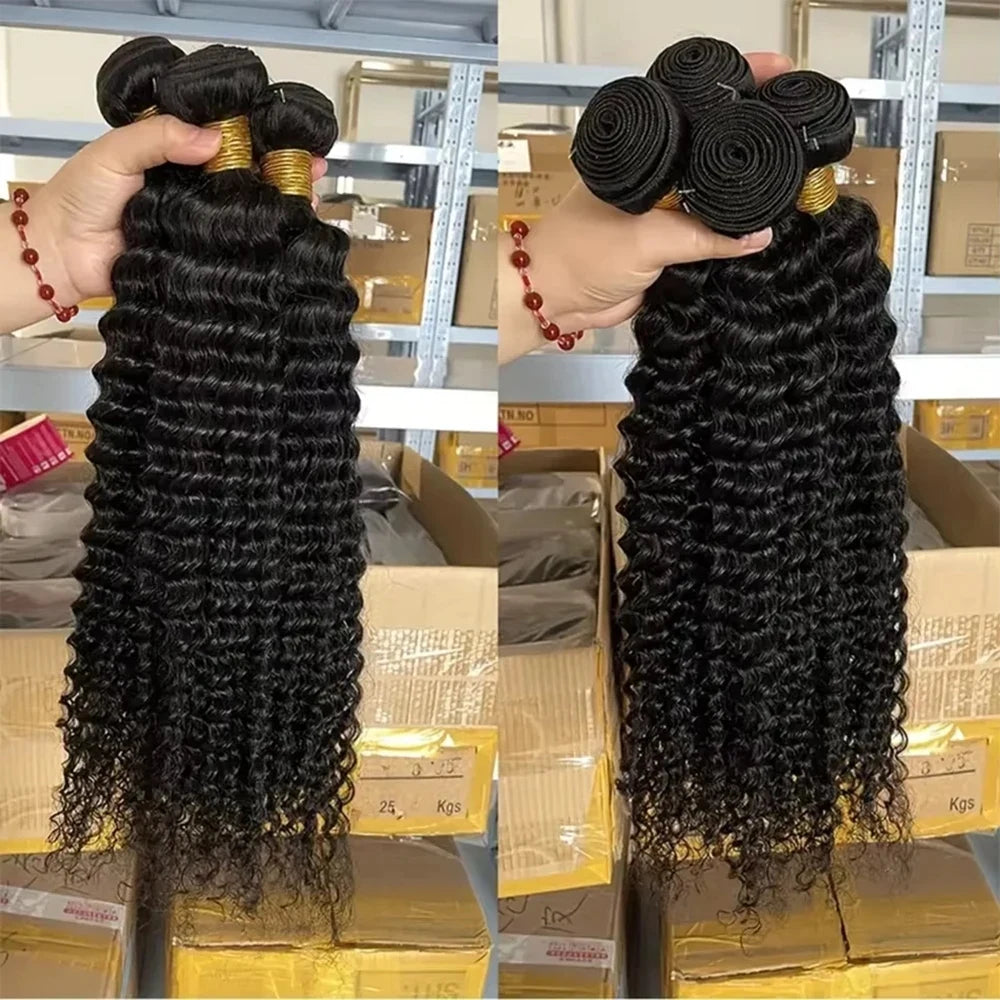 Rosabeauty Curly Human Hair Bundles – Deep Wave Brazilian Extensions