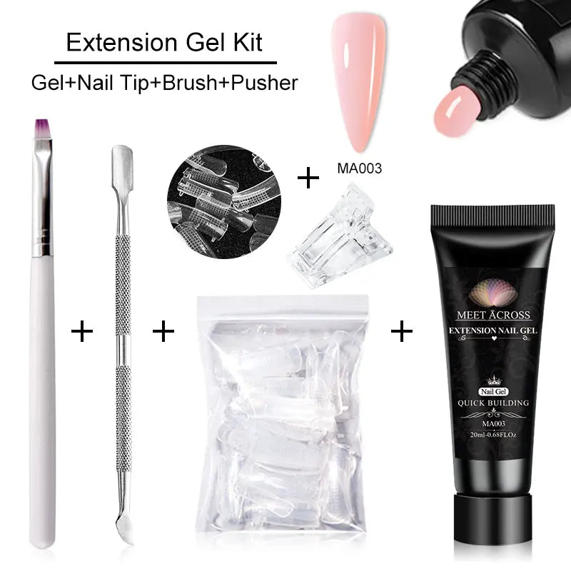 MEET ACROSS 5PCS Nail Extension Gel Set – DIY Nail Art Essentials