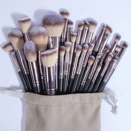 30PCS Professional Makeup Brush Set – Complete Kit with Travel Bag