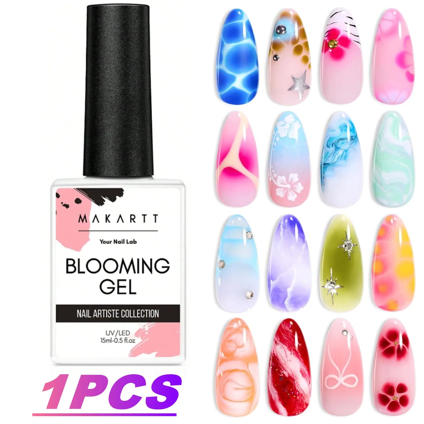 Nail Blooming Gel 15ml – Clear UV/LED Blossom Gel for Artistic Nail Designs