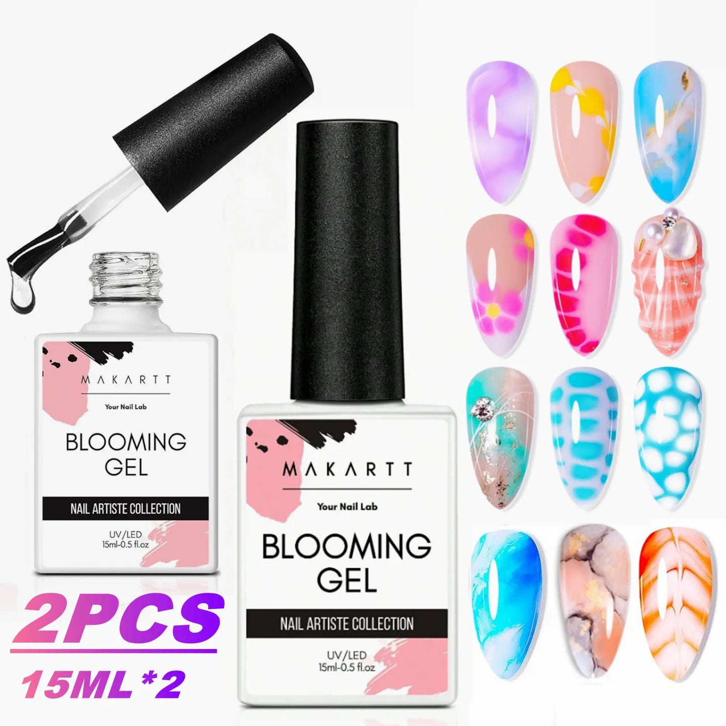 Nail Blooming Gel 15ml – Clear UV/LED Blossom Gel for Artistic Nail Designs