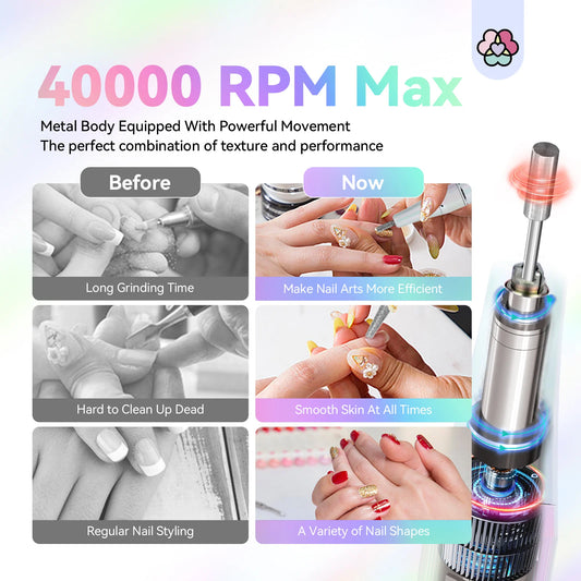 SAVILAND Professional Electric Nail Drill – 40000RPM Rechargeable Nail File
