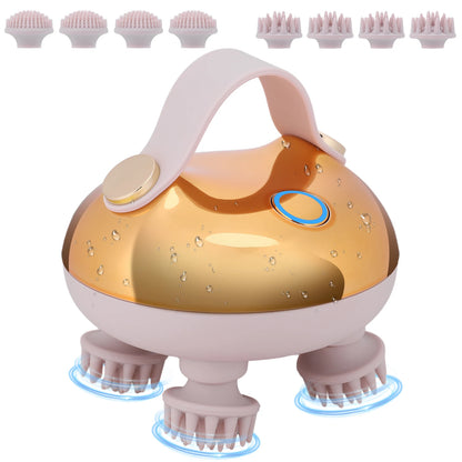 Handheld Hair Massager – 8 Silicone Massage Heads for Scalp & Hair Growth
