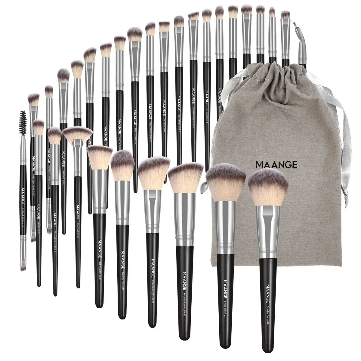 30PCS Professional Makeup Brush Set – Complete Kit with Travel Bag