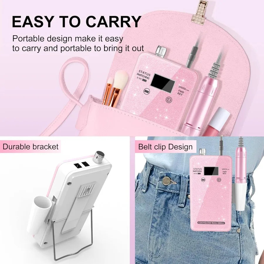 Professional Electric Nail Drill File – Cordless & Rechargeable E-File Kit