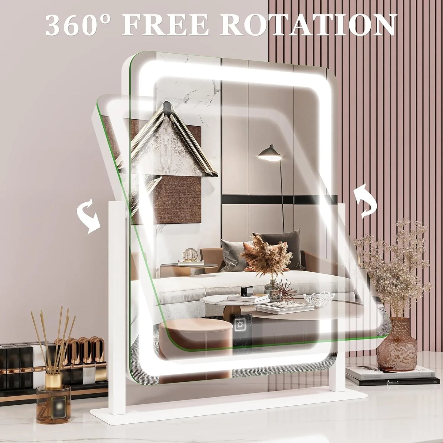 12.6" x 15" LED Makeup Mirror – Adjustable Light with 3 Modes