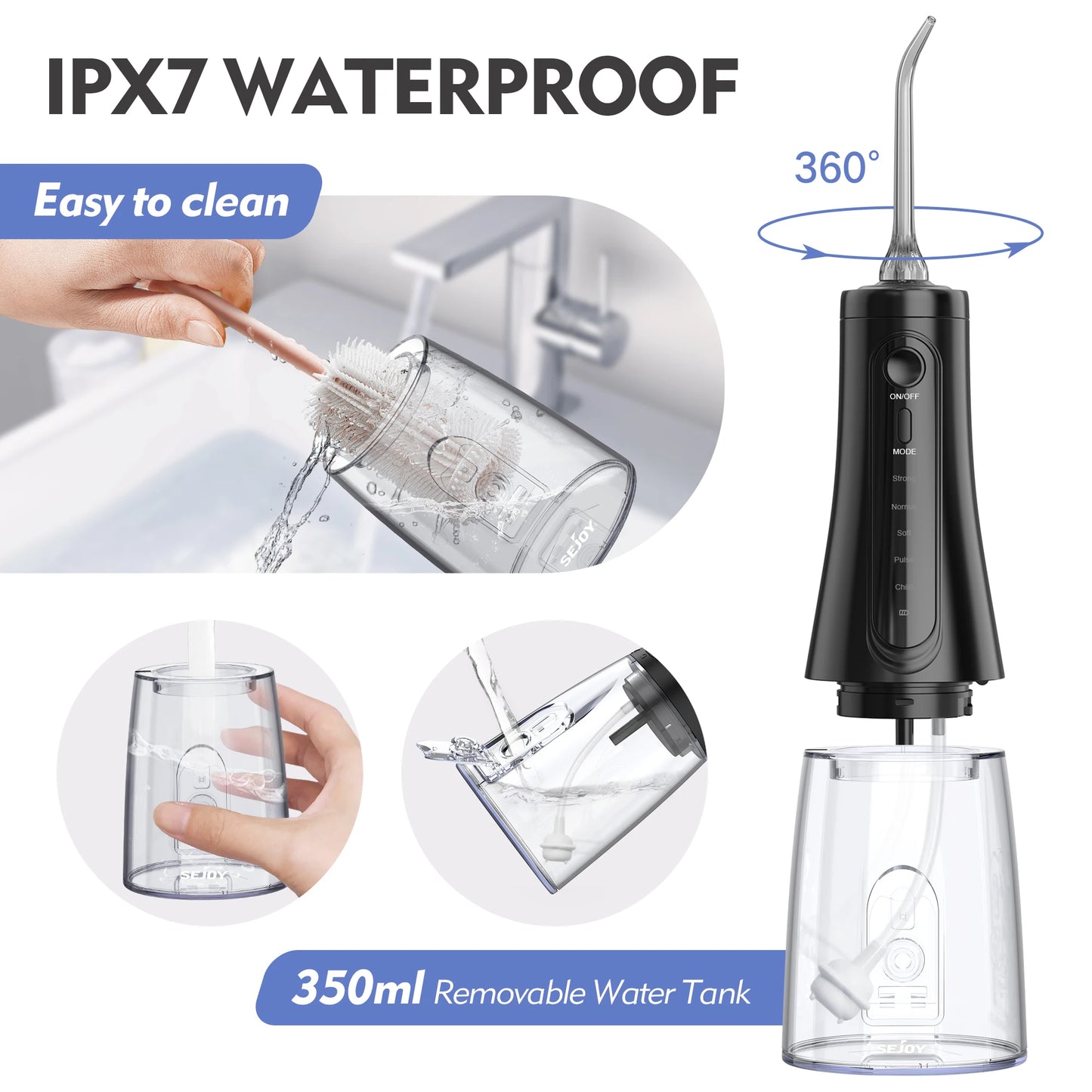 350ml Portable Oral Irrigator – Rechargeable Dental Water Flosser