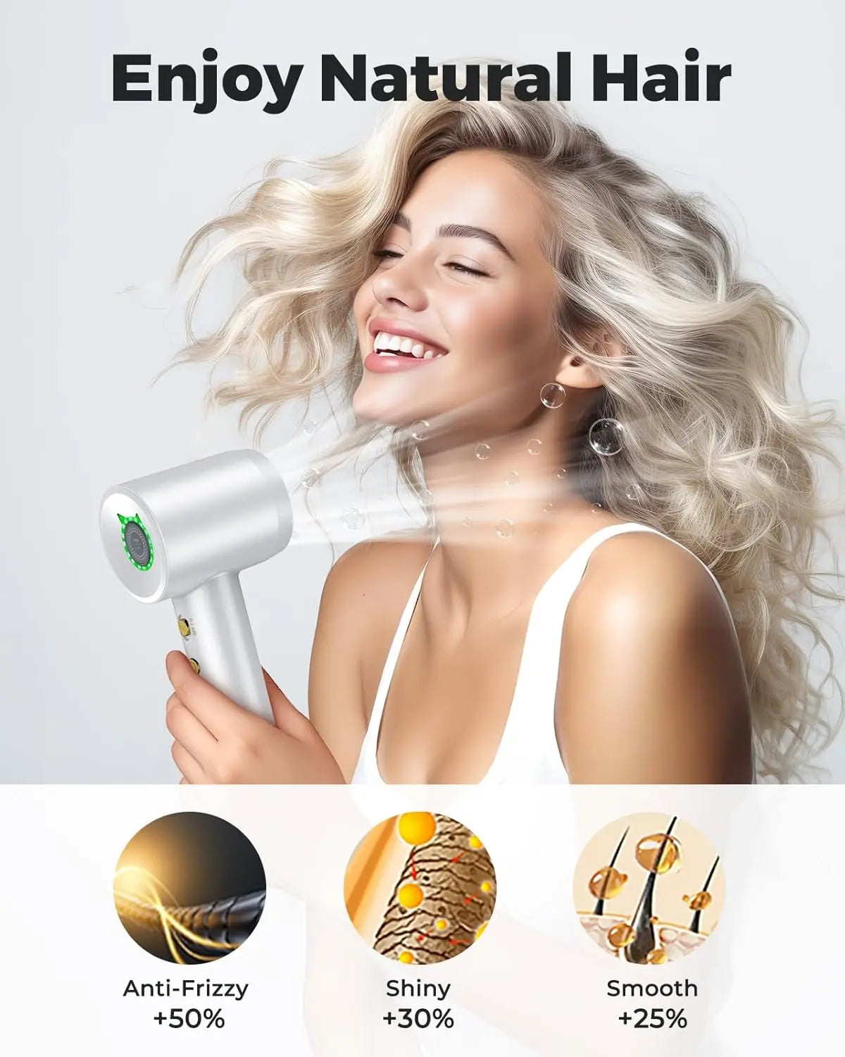 1600W Professional High-Speed Hair Dryer – Silent Touch Screen, Hot & Cold