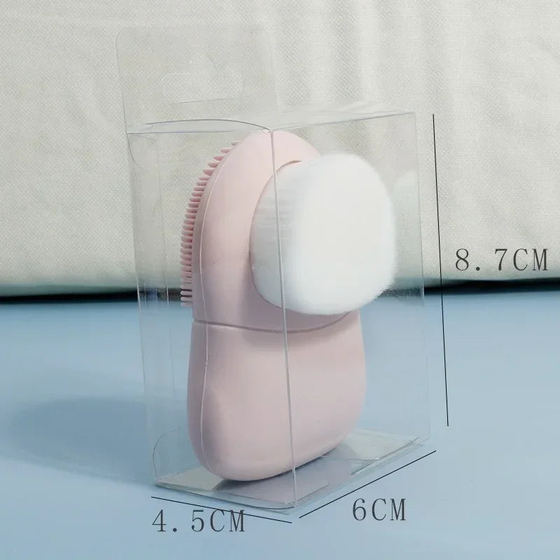 Double-Head Face Wash Brush – Japanese Silicone Manual Pore & Makeup Cleaner
