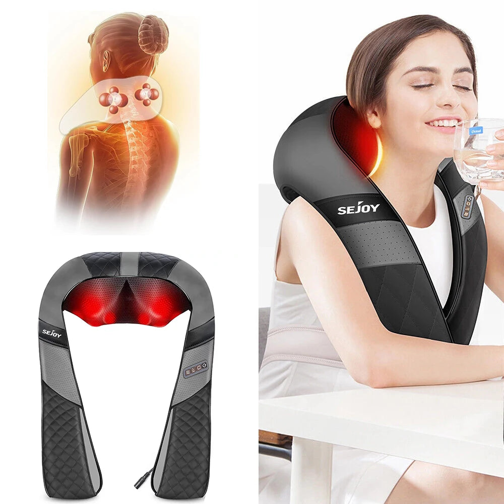 Sejoy Rechargeable Neck Massager with Heat & Air Compression