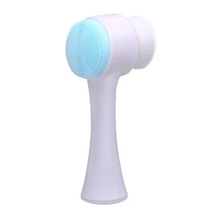 3D Double Silicone Facial Cleansing Brush – Soft Bristle Exfoliator & Massage Tool