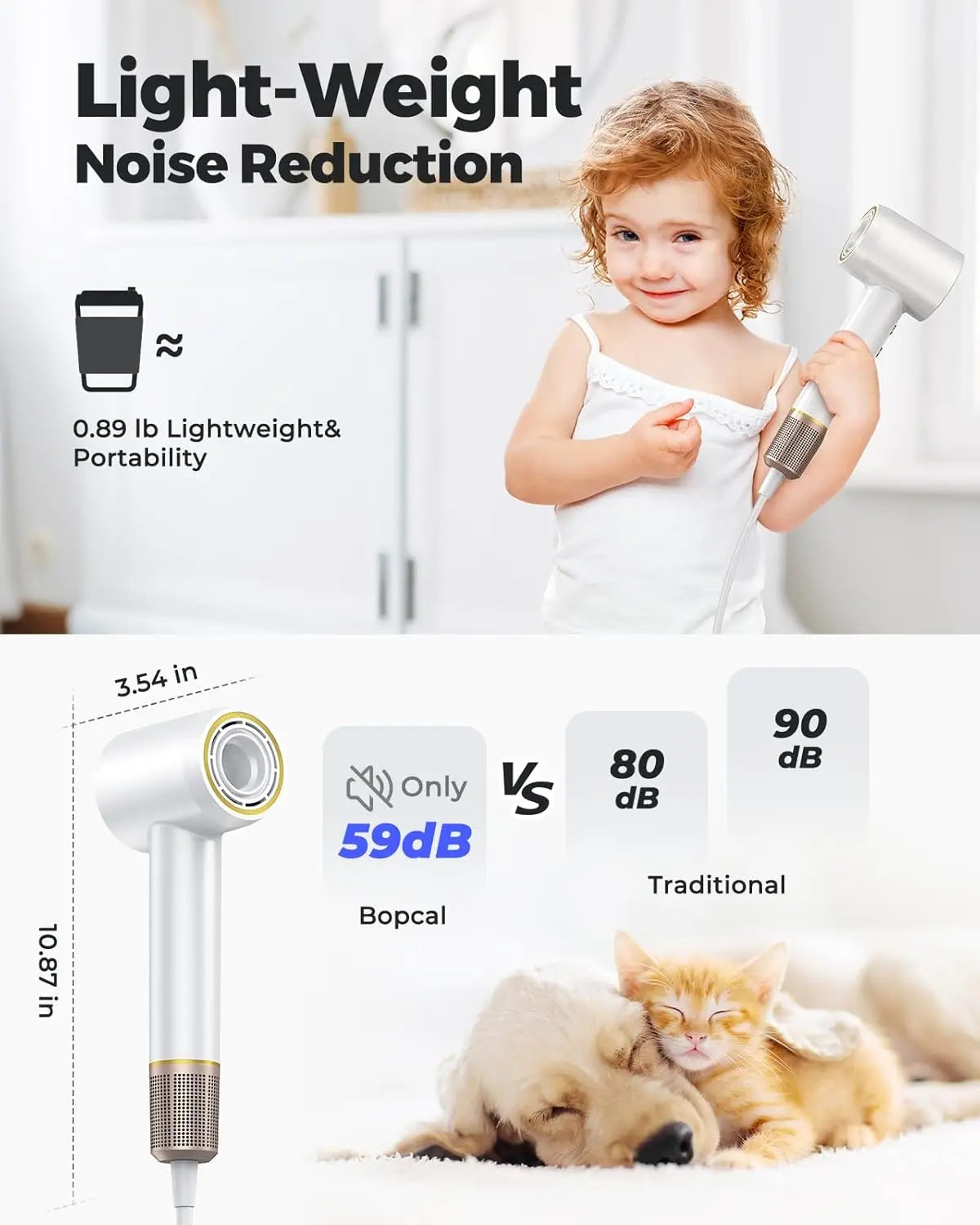 1600W Professional High-Speed Hair Dryer – Silent Touch Screen, Hot & Cold