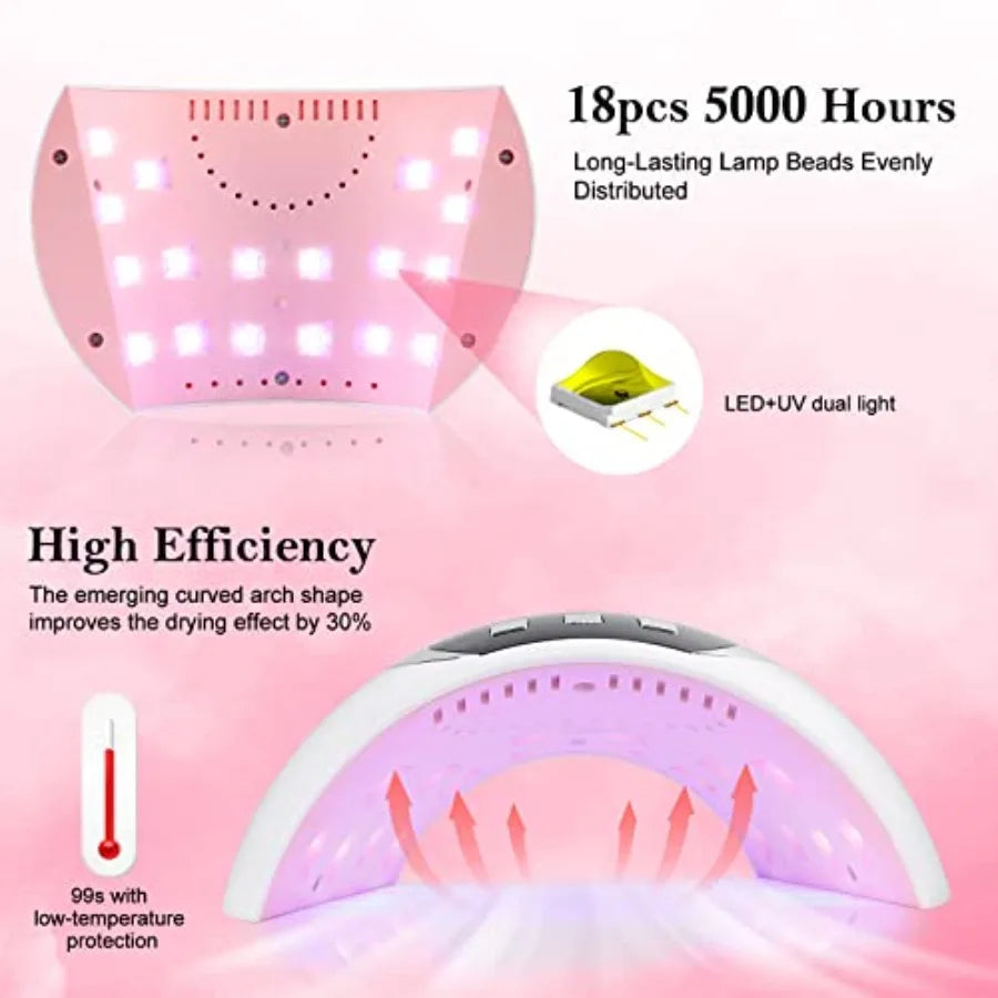 54W UV LED Nail Lamp – Fast-Drying Gel Nail Curing with Automatic Sensor