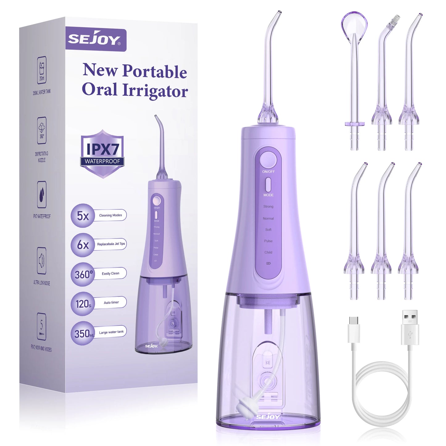 350ml Portable Oral Irrigator – Rechargeable Dental Water Flosser
