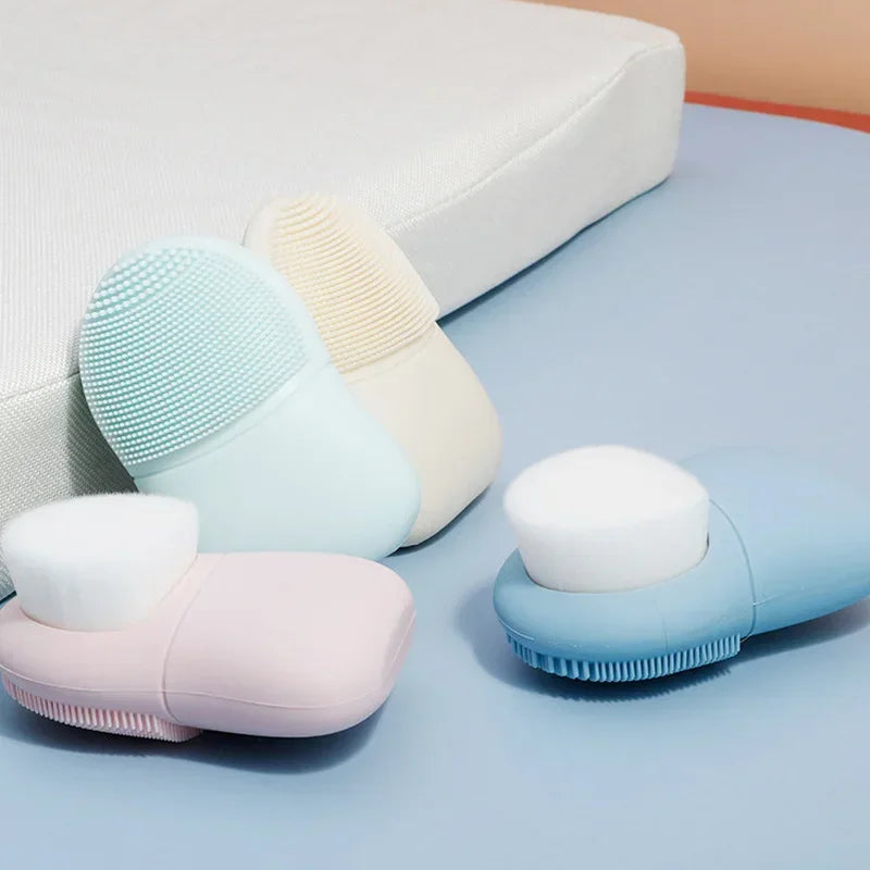 Double-Head Face Wash Brush – Japanese Silicone Manual Pore & Makeup Cleaner