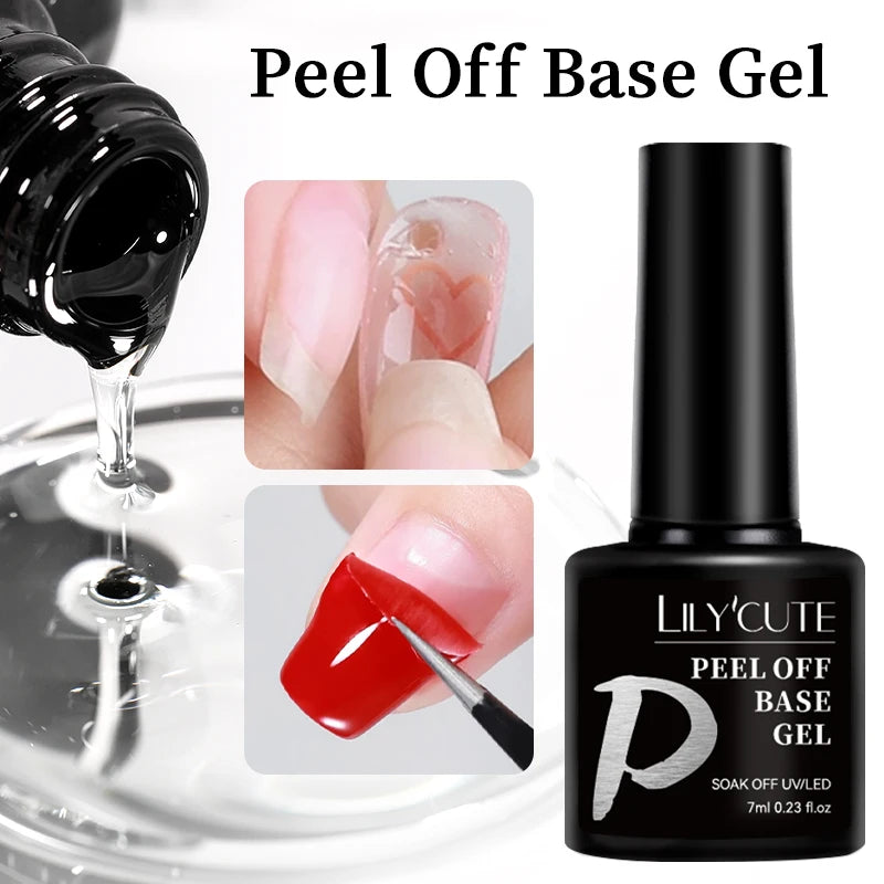 LILYCUTE 7ml Peel Off Base Gel – Clear Semi-Permanent UV Gel