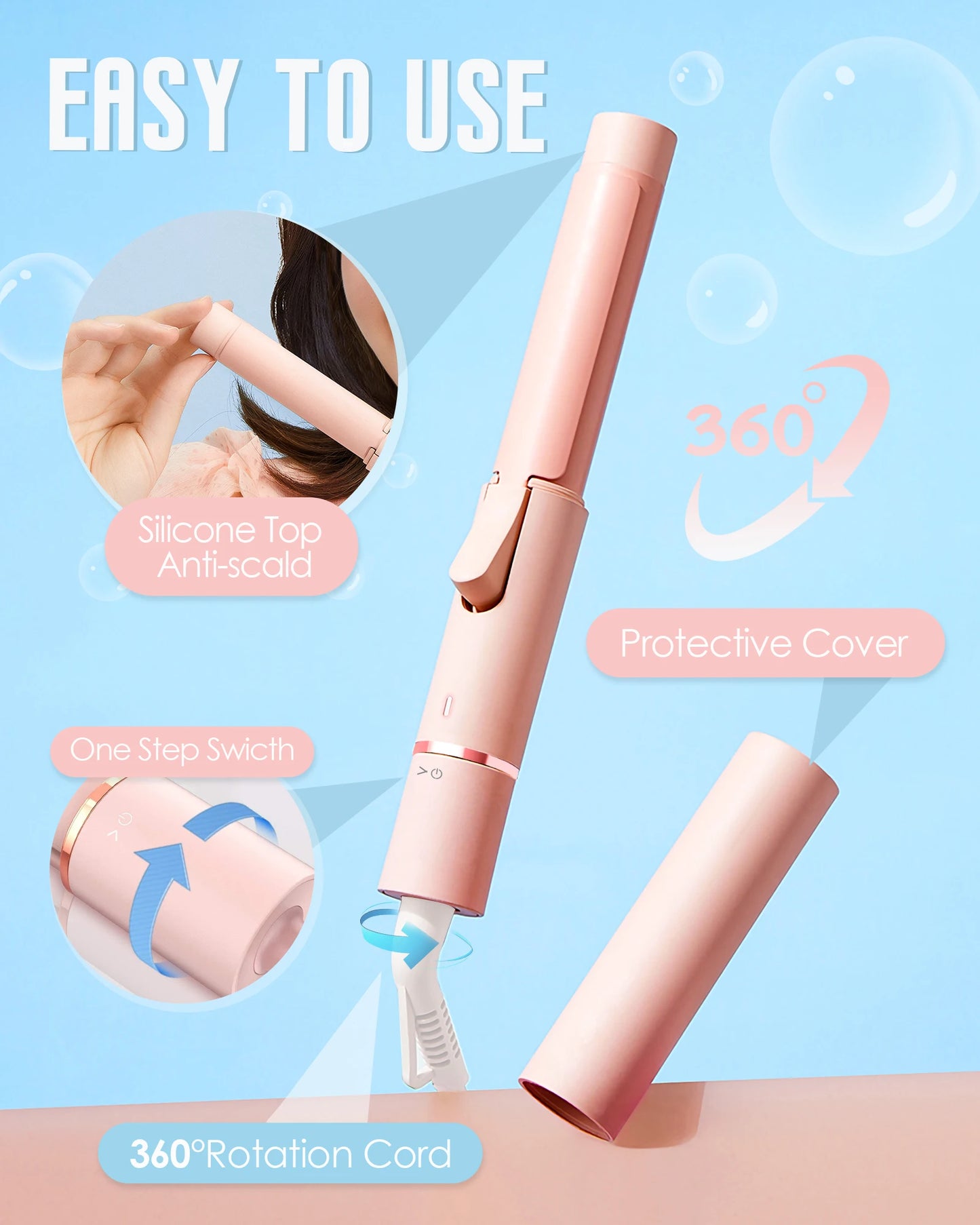 Mini Curling Iron – 1-Inch Ceramic Wand for Short Hair & Travel