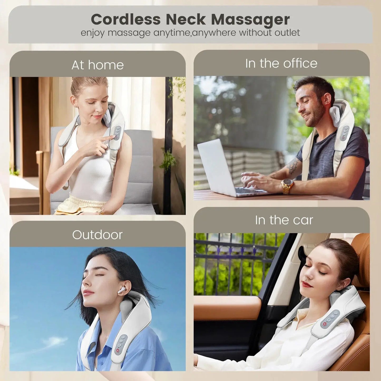 Sejoy Rechargeable Neck Massager with Heat & Air Compression