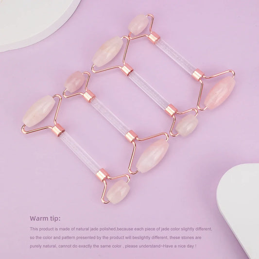 Rose Quartz Face & Gua Sha Roller – Facial, Neck & Body Massage Tool