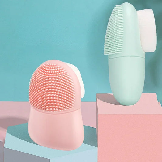 Double-Head Face Wash Brush – Japanese Silicone Manual Pore & Makeup Cleaner