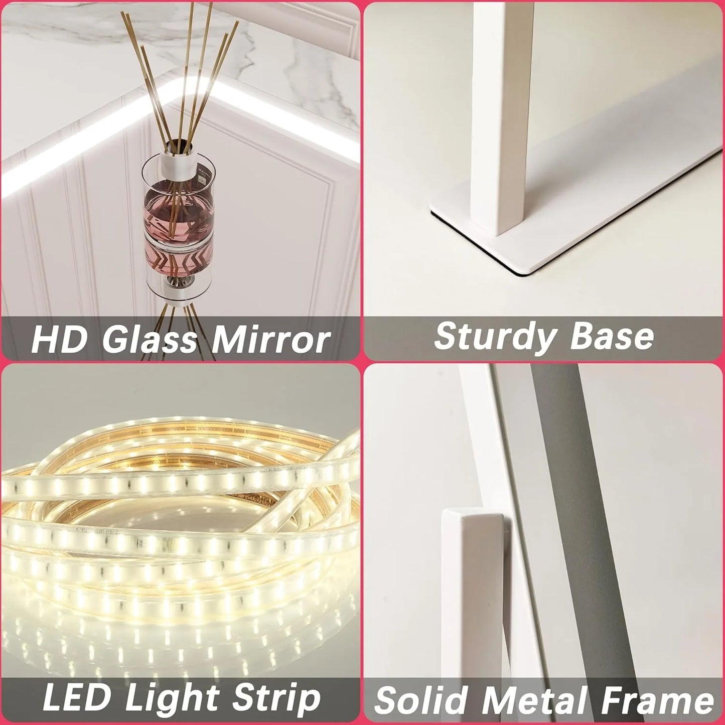 12.6" x 15" LED Makeup Mirror – Adjustable Light with 3 Modes