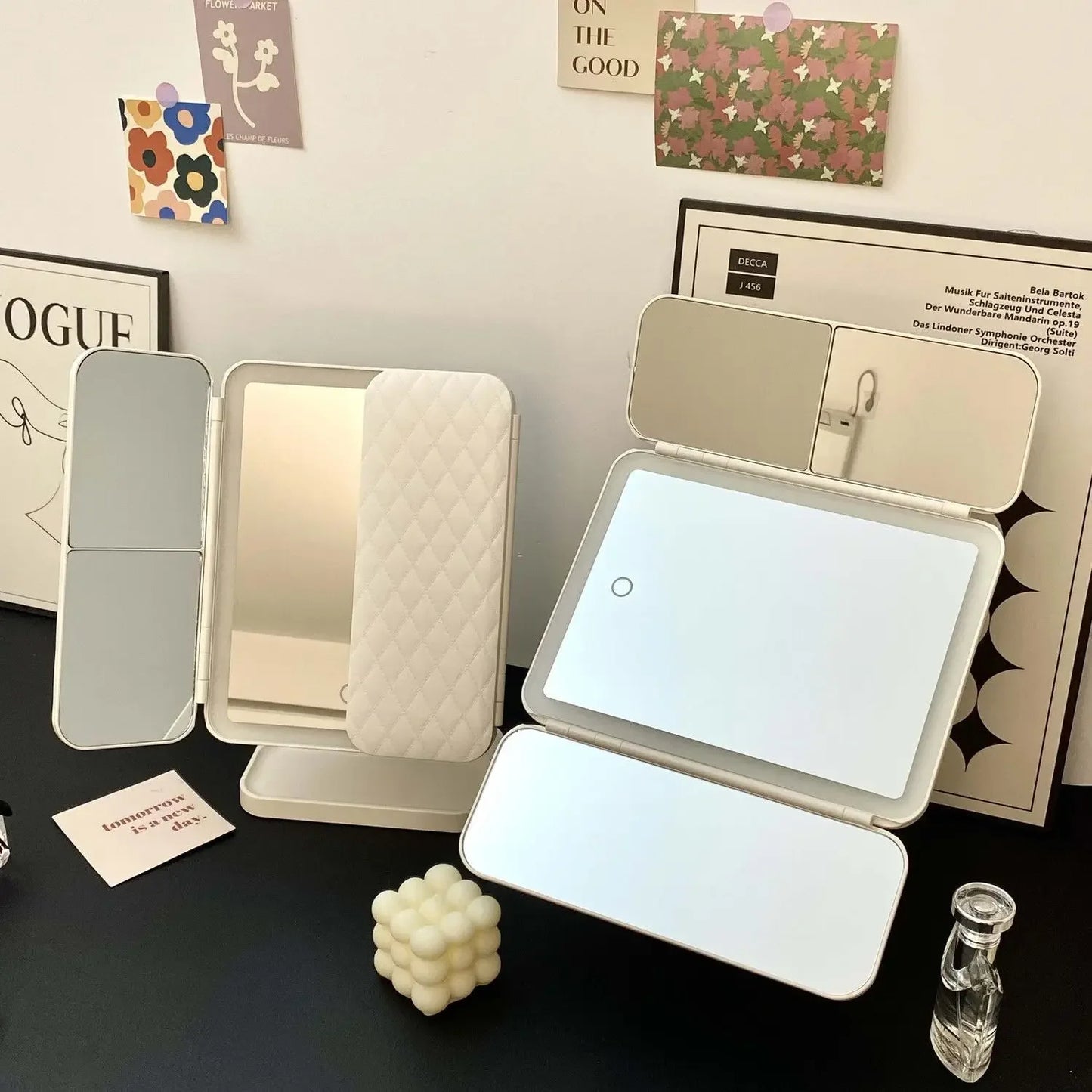 Trifold LED Makeup Mirror – Smart Light-Up Vanity Mirror for Dorm & Home