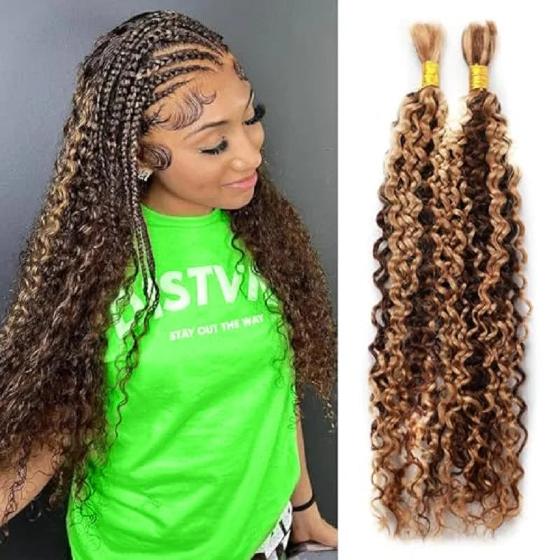 Human Braiding Hair  Bundle for Braiding Highlight Color Deep Wave Bulk Human Hair Bundles Human Hair Bulk For Braids Bundle