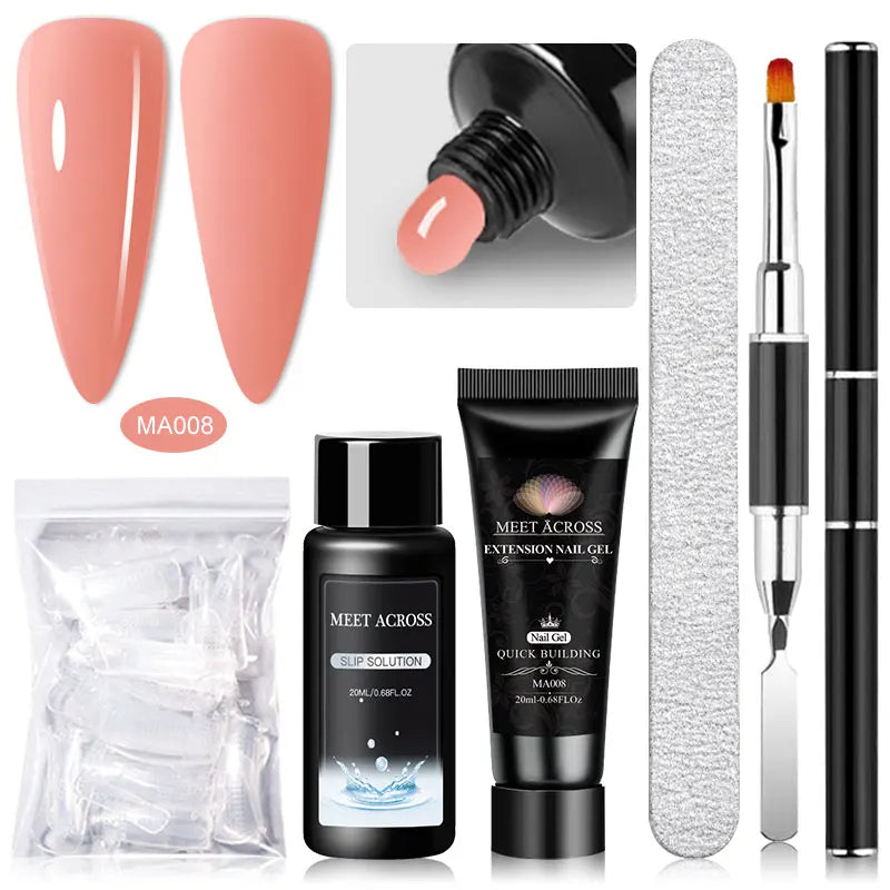 MEET ACROSS 5PCS Nail Extension Gel Set – DIY Nail Art Essentials
