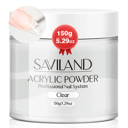 SAVILAND Clear Acrylic Powder – 150g Large Capacity for Nail Art
