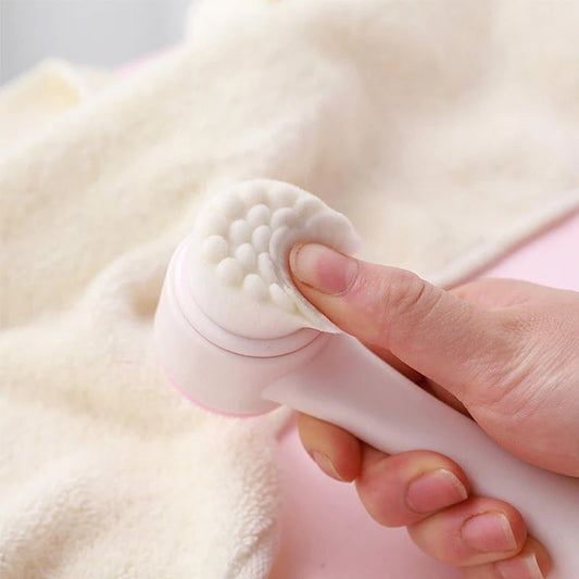 3D Double Silicone Facial Cleansing Brush – Soft Bristle Exfoliator & Massage Tool