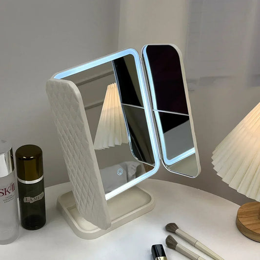Trifold LED Makeup Mirror – Smart Light-Up Vanity Mirror for Dorm & Home